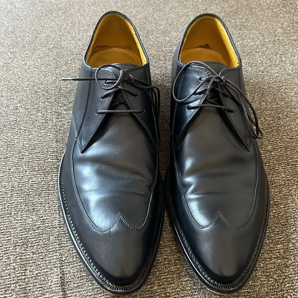 Boss Hugo Boss Mens Lace Up Wing Tip Oxford Black‎ Leather Shoes 9